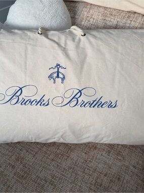 Brooks Brothers Cream Pillow Bag with Blue Logo